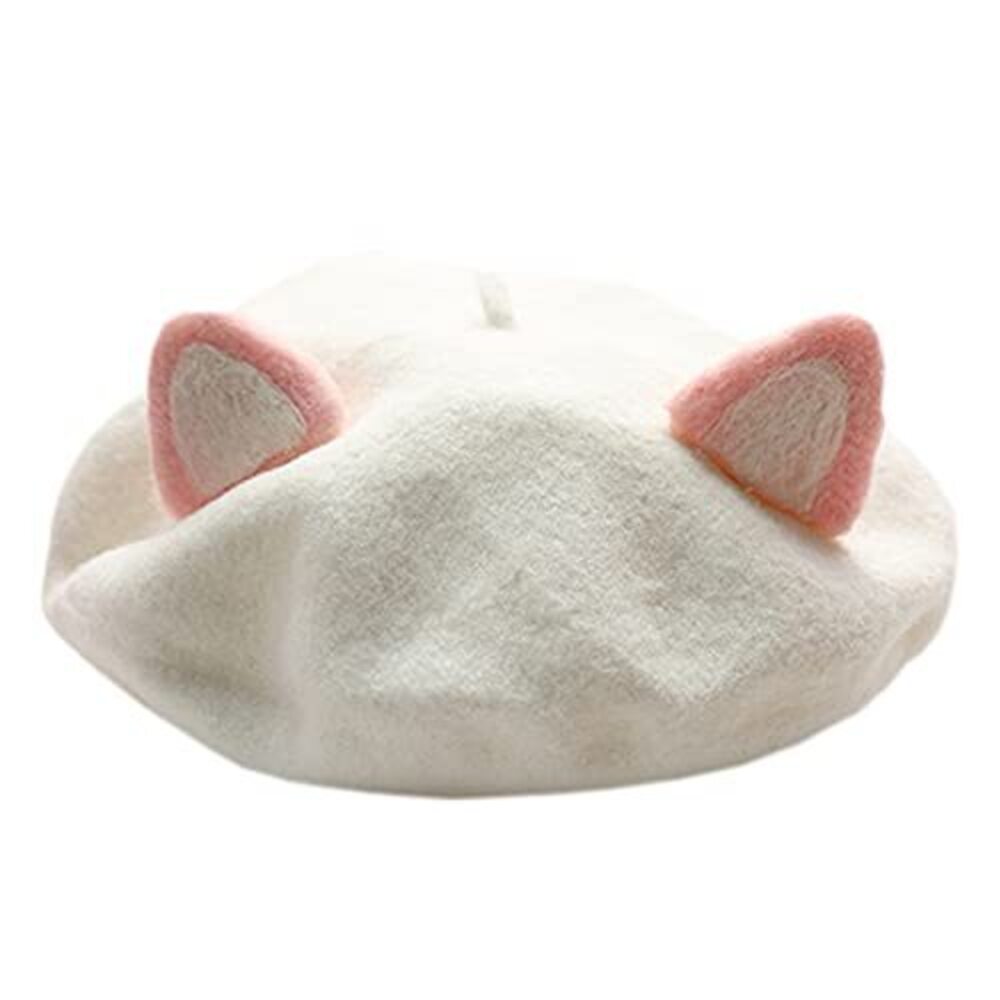 8712 Women Winter Ears Beret Wool French Beanie Hat Lolita Costume Kawaii Cat